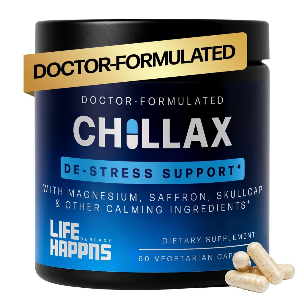 Life Happns Chillax, Calm Support Supplement, L Theanin, Magnesium, GABA und Saffron Ergänzungen für Entspannung, natürliche Mood Gesundheit Unterstützung für Erwachsene, Beruhigung und Relaxing, 60 Kapseln