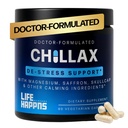 Life Hapns Chillax, Supplément de soutien calm, L Theanine, Magnésium, GABA et Safran Suppléments pour la relaxation, l'humeur naturelle du soutien de la santé pour les adultes, Calme et détente, 60 Capsules