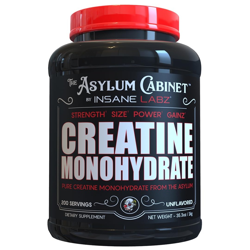 Insane Labz Insane Creatine Monohydrate Powder - Unflavored, Pre Workout, Post Workout, Strength Size Power, 200 Servings