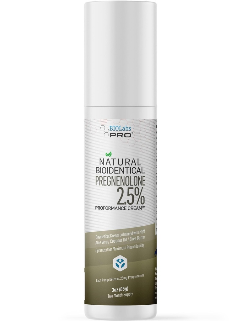BIOLABS PRO Pregnenolone, All Natural Bioidentical Pregnenolone, 2,5% Maximale Stärke, Zwei-Monat-Versorgung (Unscented - 3oz)