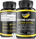 Micronized Creatine Monohydrat Kapseln, 5.000 mg Per Serving, Beneficial für Muskelwachstum, Energie-Boost, Kreatin Pillen Geeignet für Männer und Frauen, Non-GMO, Glutenfrei, 180 Kapseln