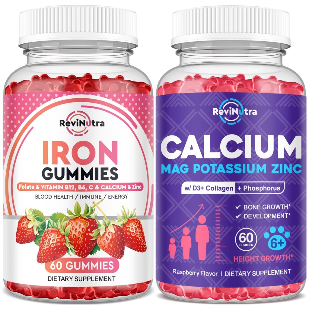 Eisengummis Ergänzung für Erwachsene & Kinder | Calcium Kalium Magnesium Gummi | Bundle