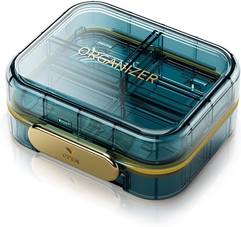 Portable Reise-Pille-Organisator mit 7 Komponenten - Perfekte wöchentliche Pille Fall Wasserdichte Pille Box für tägliche Vitamine und Medizin, kleine Pille Container für Pocket Purse (blau)