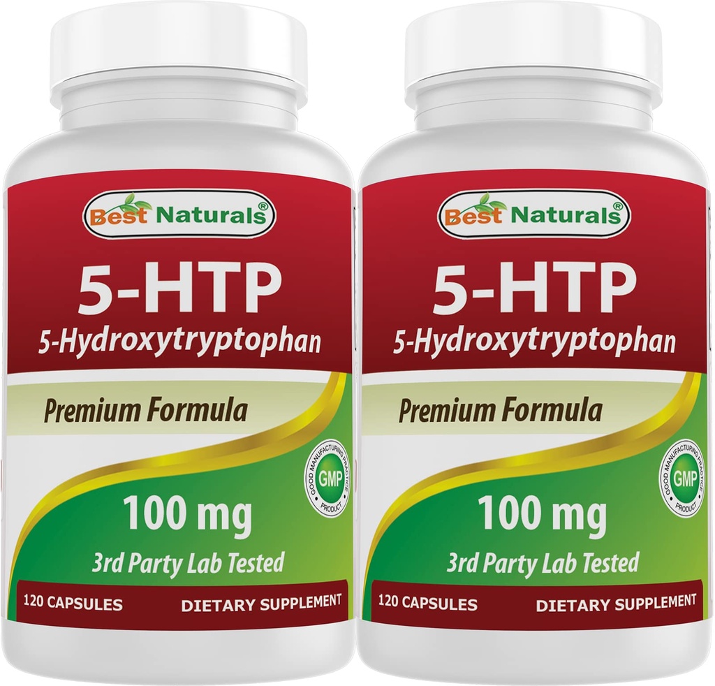 Best Naturals 2 Packs 5-HTP (5-hydroxytryptophane) 100 mg 120 Capsules