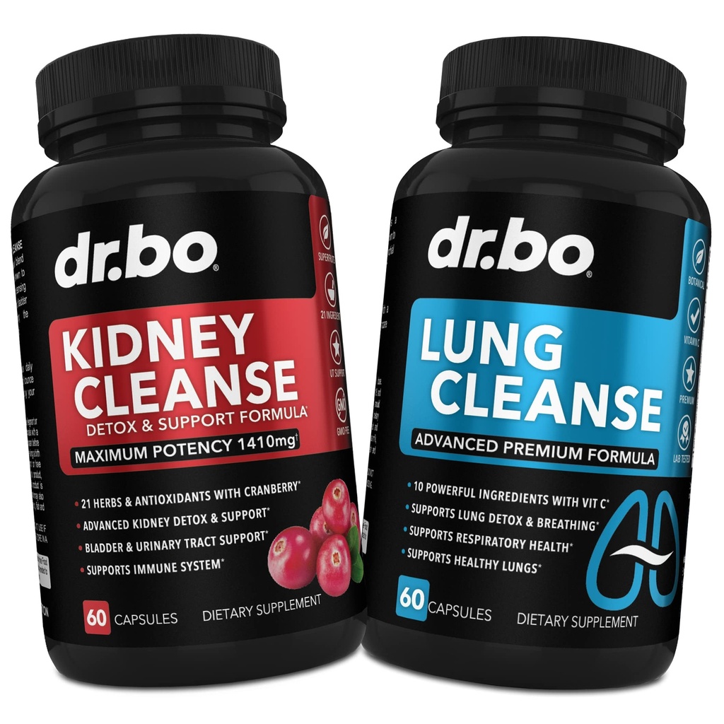 DR. BO Kidney Cleanse & Lung Support Pillen - Premium Kräuter Formeln zur Unterstützung von Nieren- und Lung-Gesundheit
