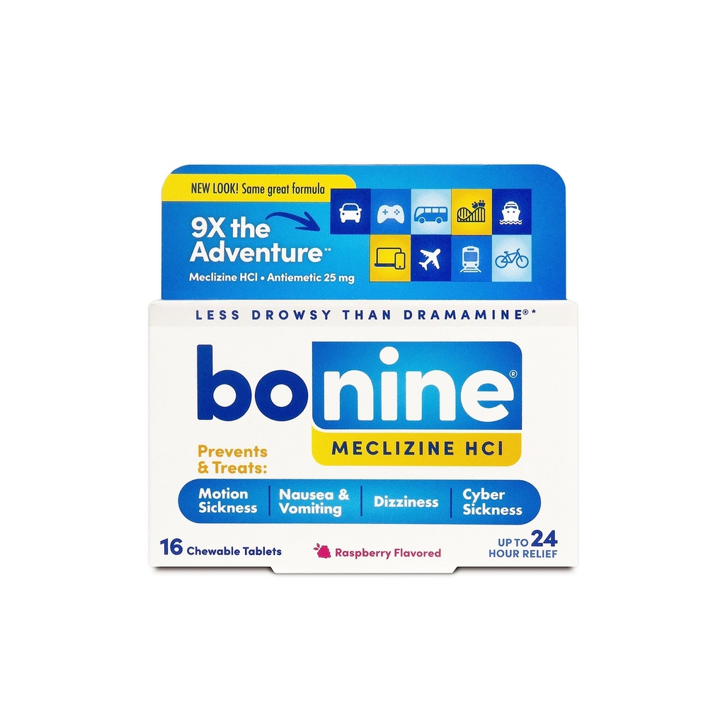 Sea-Band Anti-Nausea Wristbands (Blue) and Bonine Motion Sickness Relief Chewable Tablets with Meclizine HCl 25mg, 16ct