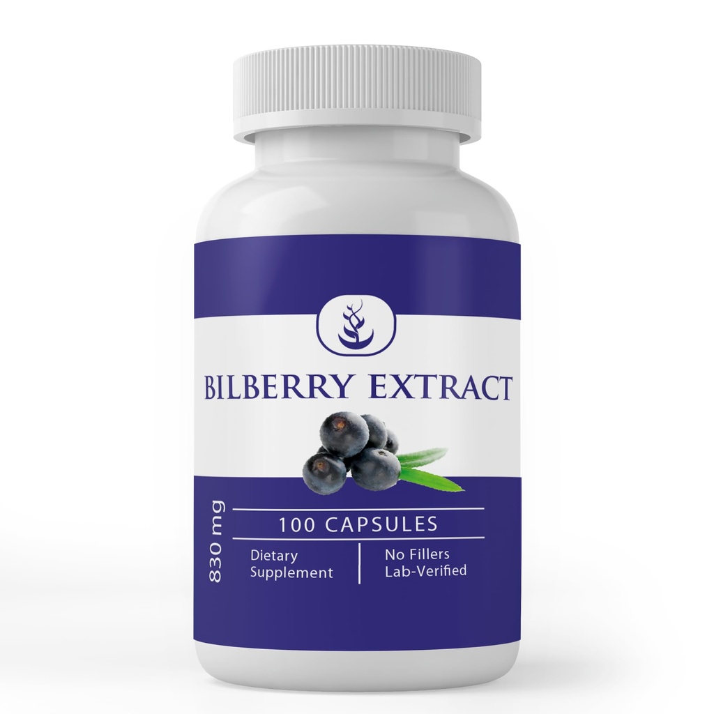 Pure Original Zutaten Bilberry-Extrakt, (100 Kapseln) Immer rein, keine Additive oder Füllstoffe, Lab Verified