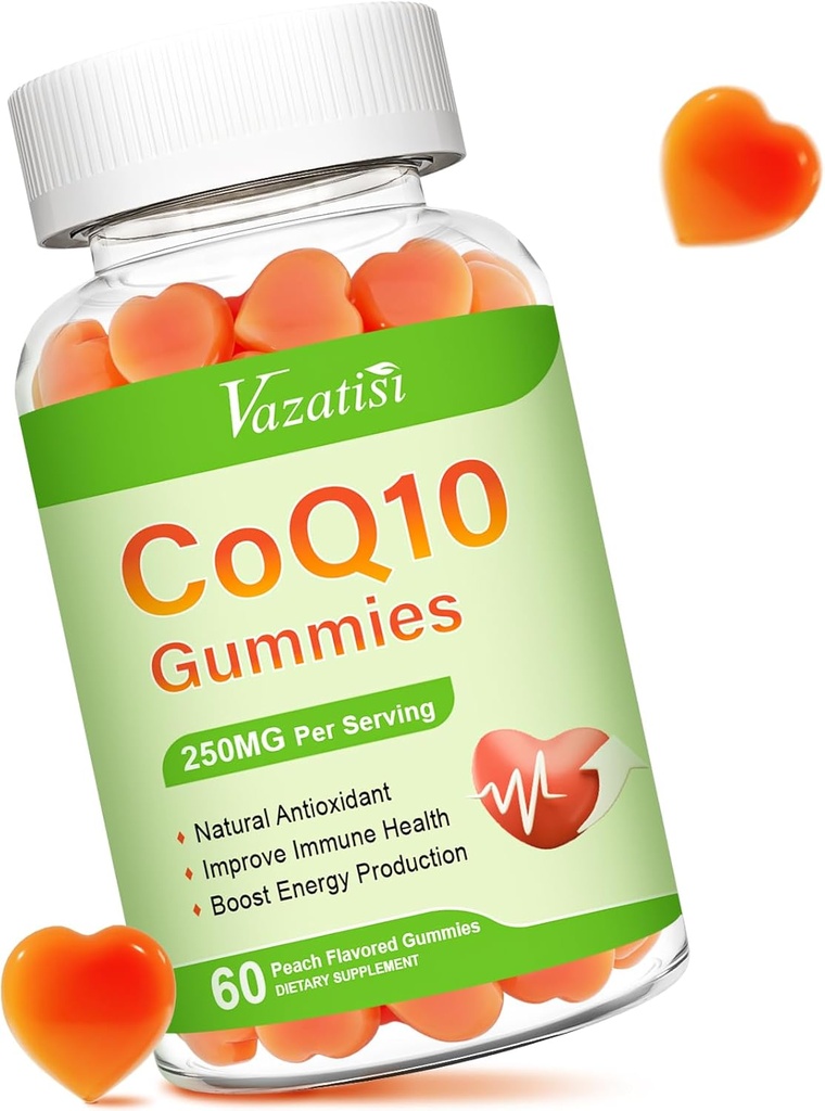 Hohe Absorption CoQ10 Gummie 250 mg, Plus Omega-3, Magnesium, Vitamin B12 für Zelluläre Energie, Gehirn & Antioxidans, 5X bessere Absorption Coenzym Q10 Ergänzung - 60 Cts