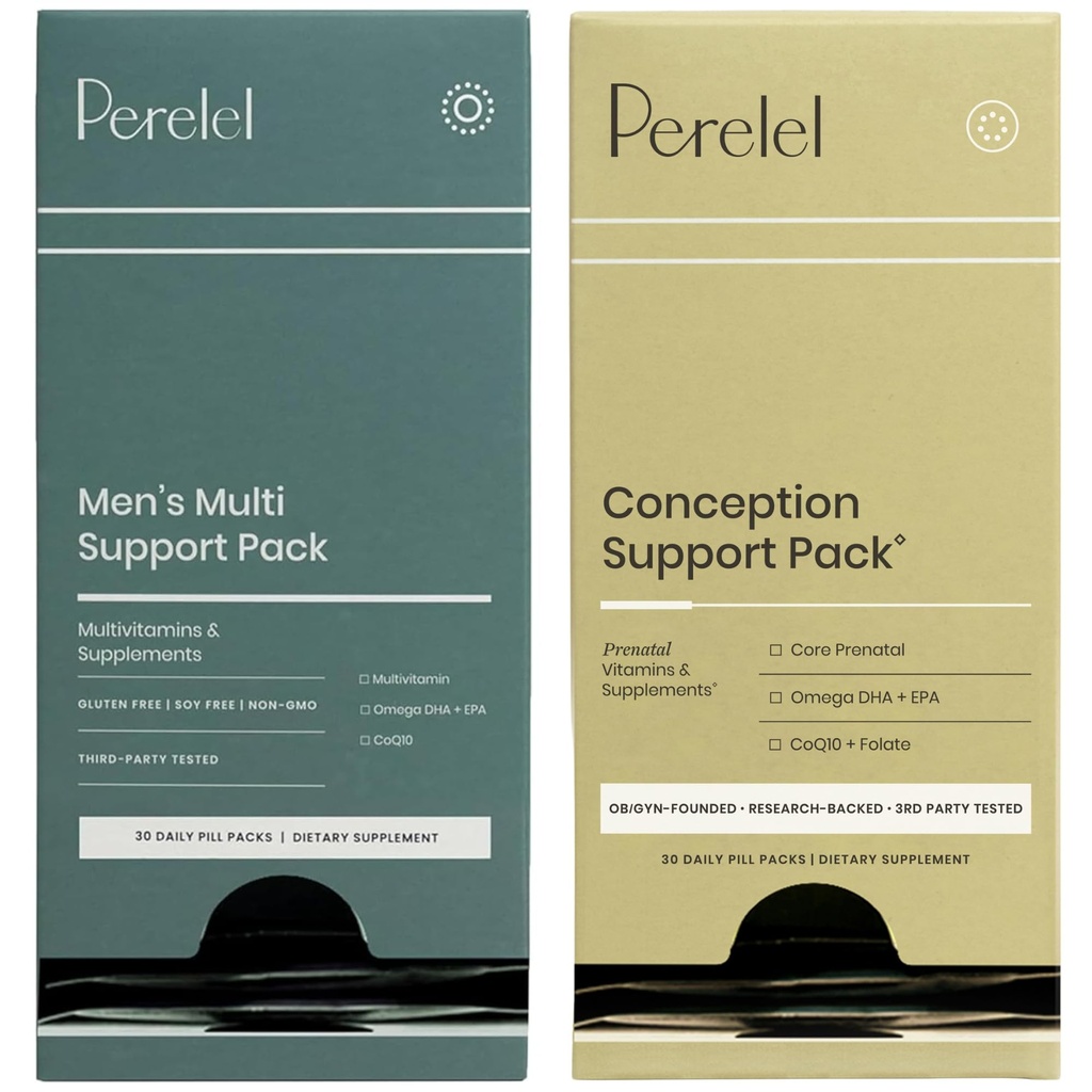 Perelel Conception Support Pack & Men's Multi Support Pack, Prenatal Multivitamin für Fruchtbarkeit Wellness & Daily Multivitamin für Herren Wellness, 60 Daily Pill Packs