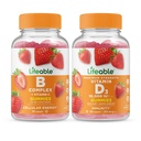 Lebensfähiger B-Komplex + Vitamin D 10000 IU, Gummie Bundle - Große Verkostung, Vitaminergänzung, Glutenfrei, GMO frei, Kaubar