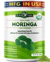 PURA VIDA MORINGA Powder Organic Single Origin - Premium 100% Blatt Pulver, USDA Organic Moringa Oleifera, Moringa Blatt Pulver - Perfekt für Glatteien & Rezepte. 8 Unze.