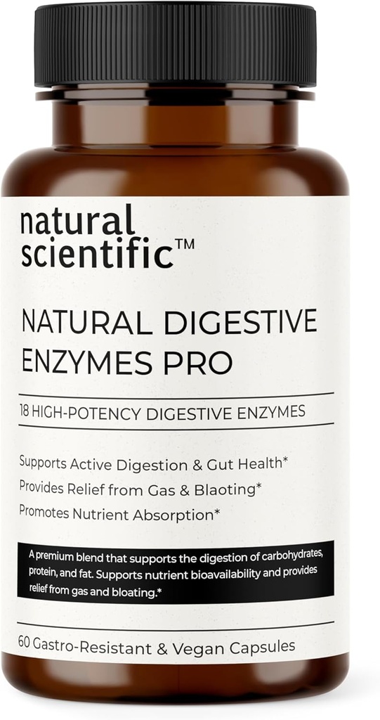 Verdauungsenzyme Pro - 18 natürliche Enzyme für Verdauung von Papaya, Ananas &amp; Mehr - mit Probiotika und Präbiotika - Pflanzenbasiert - 60 Kapseln - Premium-Diätsergänzung