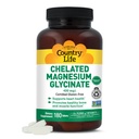 Country Life Glycinate de magnésium chélaté 400mg – Supplément de magnésium à haute absorption pour la relaxation musculaire, l'énergie, les os et l'immunité – sans gluten, végétalien, halal, non-OGM vérifié - 180 comprimés