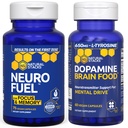 STACKS NATURAUX NeuroFuel Nootropic + Dopamine Brain Food Bundle - Supporte Mémoire, Motivation et Focus* - 135 Capsules totales