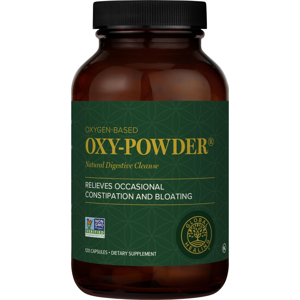 Global Healing Center Oxy-Powder Oxygen Based Safe and Natural Colon Cleanser and Relief from Occasional Constipation (120 Capsules)(Verpackung kann variieren)