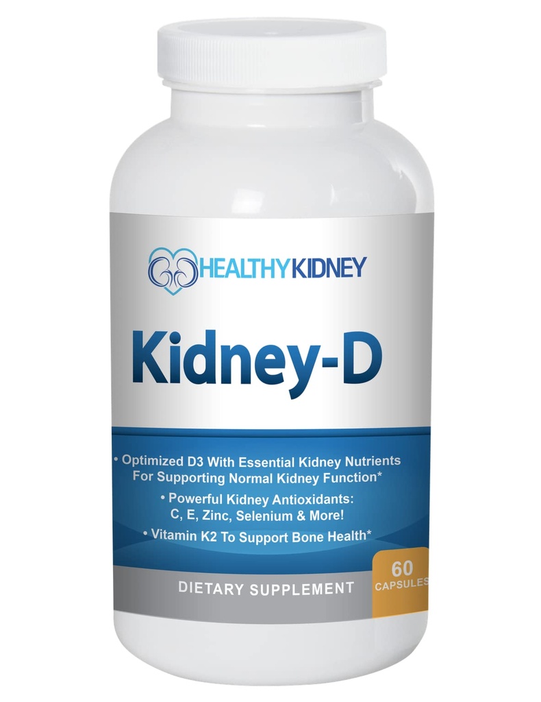 Kidney-D Kidney Supplement. Vitamin D Optimiert für Nierenunterstützung. Vitamin D3 und 7 Nieren Vitamine und Nährstoffe für Nierengesundheit und Mehr