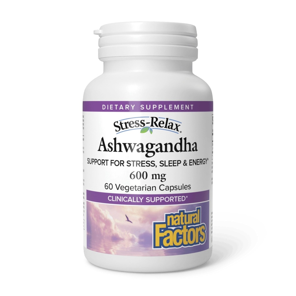 Stress-Relax KSM-66 Ashwagandha 600 mg by Natural Factors, 30 vegetarian capsules (30 servings), 60 Capsules
