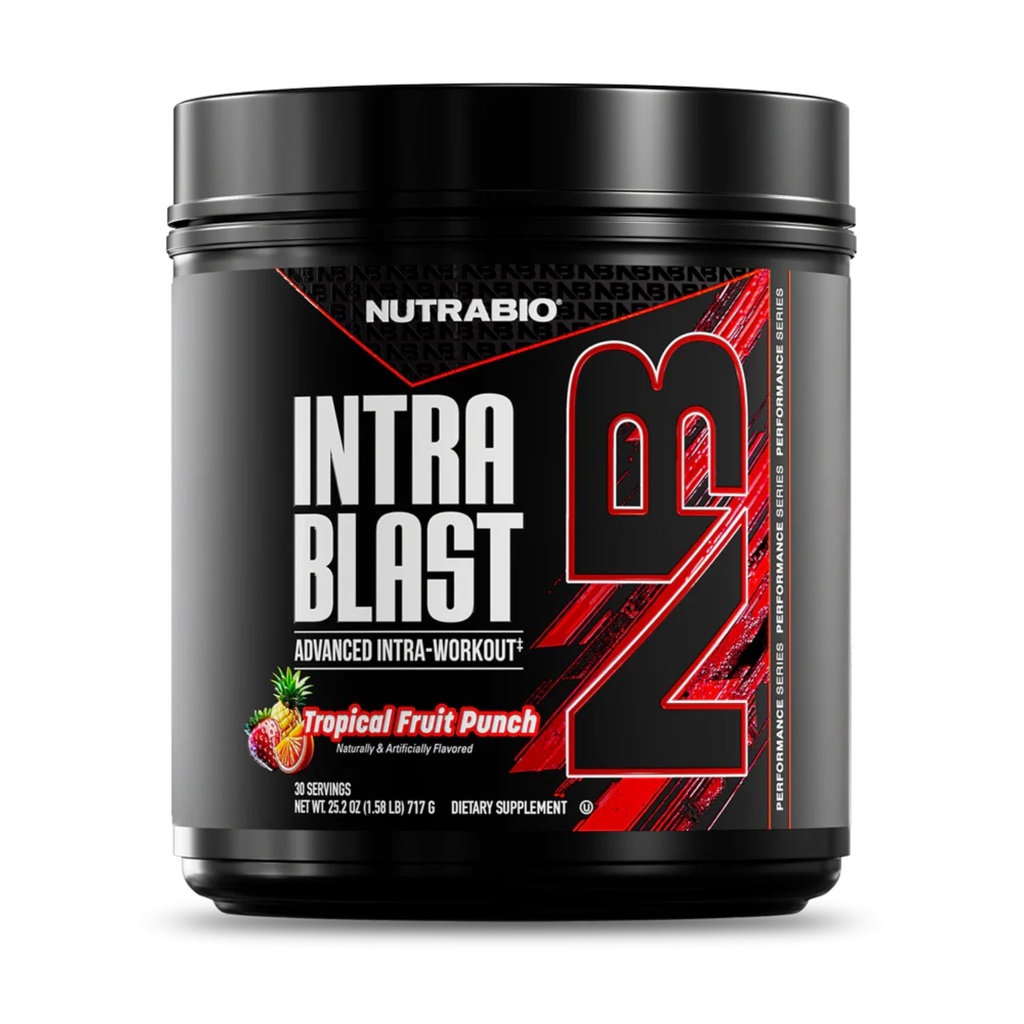 NutraBio Intra Blast Bcaa Powder Amino Acid Supplement, Elektrolyt & Hydration Blend, Intra, Pre Workout & Muskel Erholung, 20g Eaa Aminosäuren Pulver, 5g Glutamin- Tropical Fruit Punch, 30 Servieren