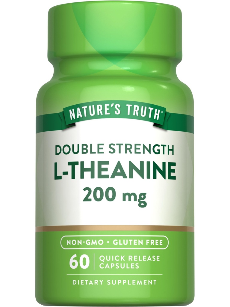 La vérité de la nature L Theanine , 200mg , 60 Capsules à libération rapide , Supplément sans OGM et sans gluten
