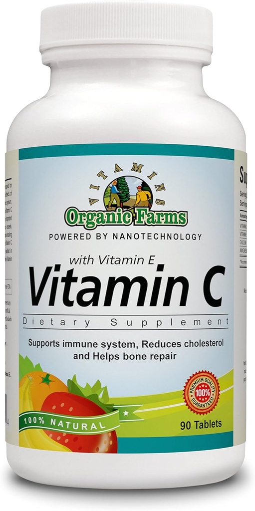 OFV 100% natürliches Vitamin C mit Vitamin E, essentielle Nahrungsergänzung 90 Tabletten