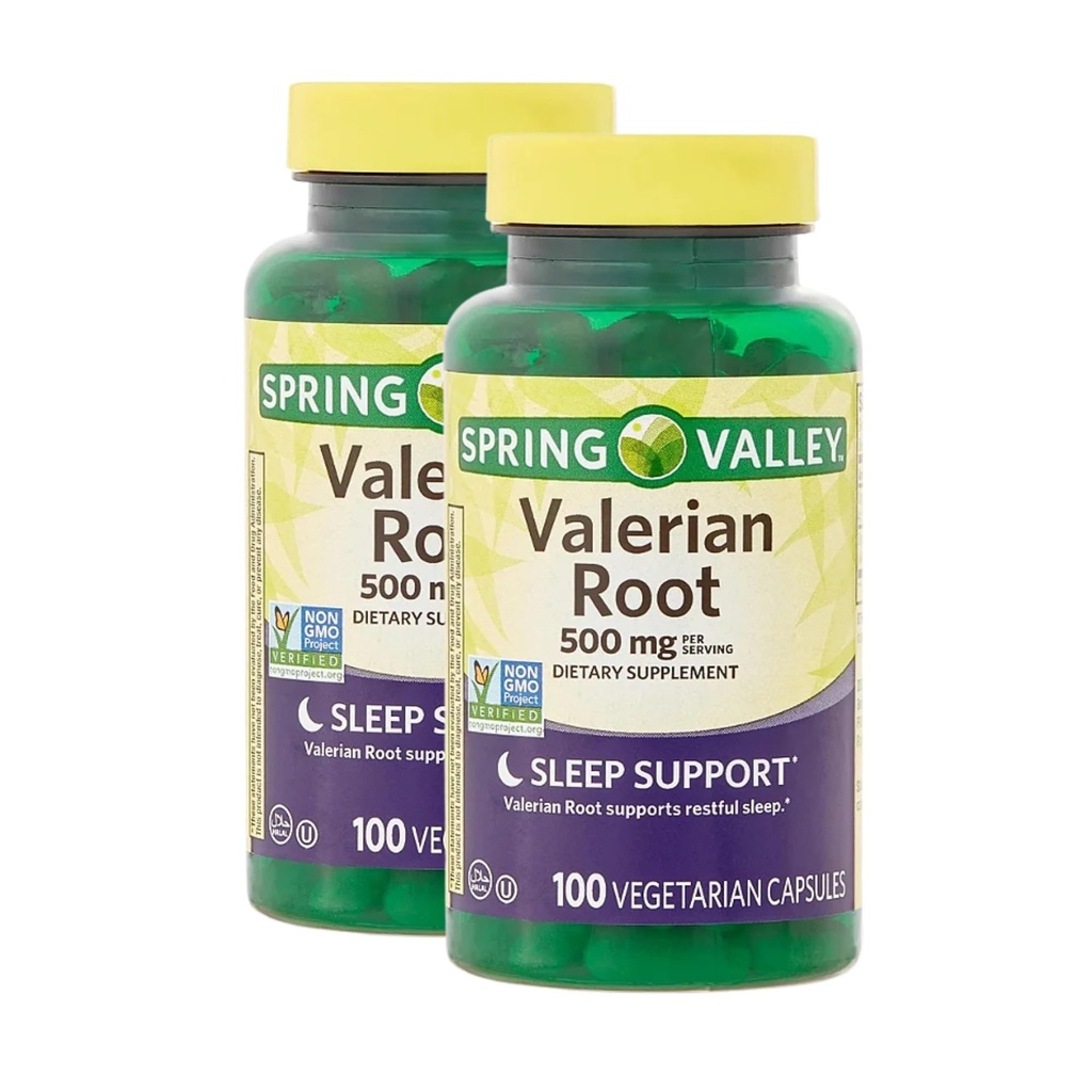 Valerian Root 500mg – 100 Capsules, Organic Valerian Root Extract and Powder, Valerian 500 mg Supplement, Vegan Capsules, Gluten-Free (Pack of 2)