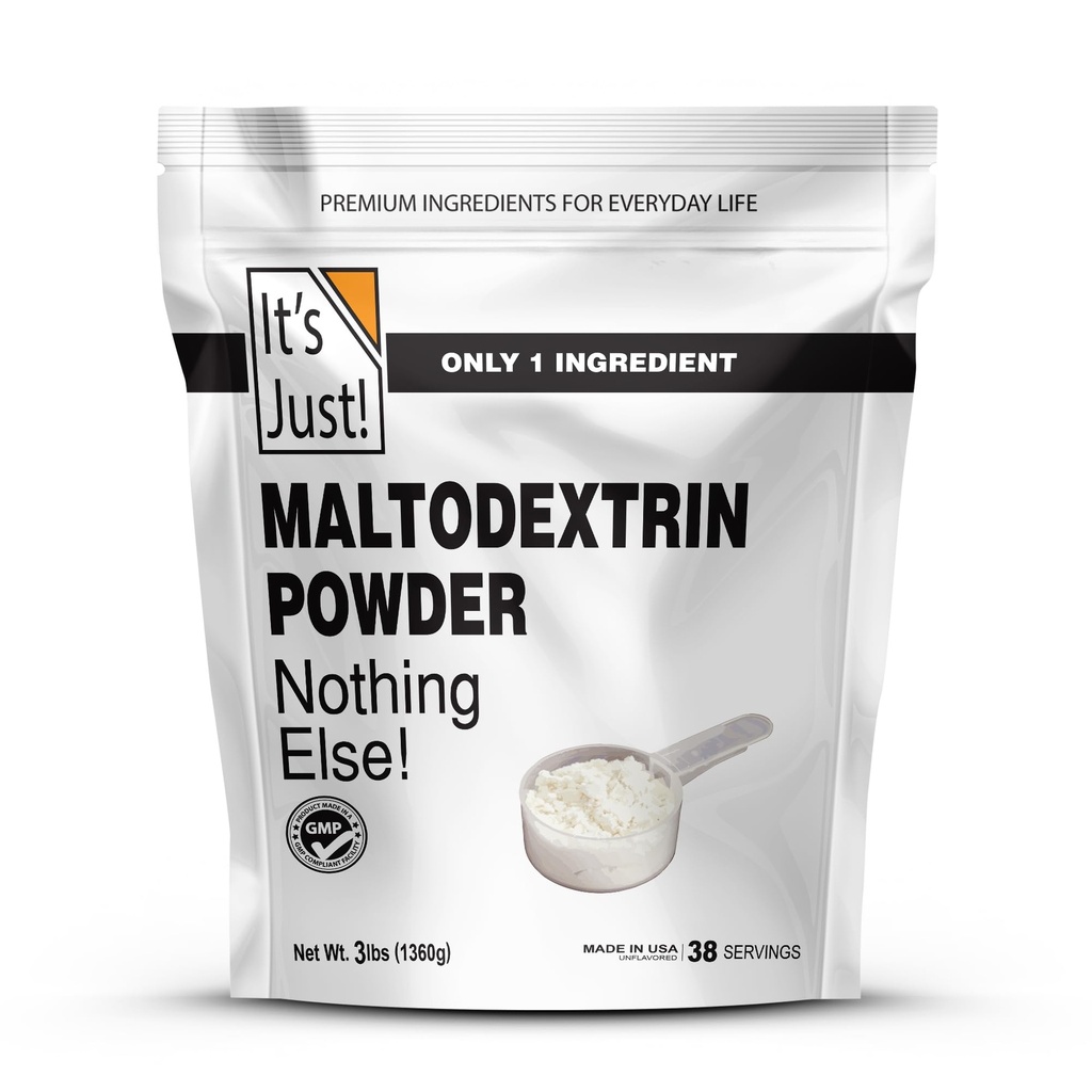 C'est juste ! - Poudre de gaineur de masse, 100% maltodextrine (hydrates de carbone complexes), énergie soutenue, absorption rapide, non-OGM, facilement ajouter à n'importe quelle protéine Shake, 3lbs / 38 portions