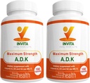 INVITA ADK - Vitamine A1, Vitamin D3 5000 IU & K2 MK7 Supplement - Physician Formulated Bone & Immun System Support - Glutenfrei, Non-GMO - 180 Vegetarische Kapseln für Herren & Frauen