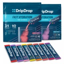 DripDrop Hydratation - Paquets de poudre d'électrolyte - pastèque, baie, citron, orange, punch de fruits, raisin, citronnade de fraise, cerise - 64 Compte