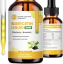 (2 Pack) Quercetin Flüssigkeitstropfen - Quercetin Ergänzungen 700mg - 4X Stärkere Pillen & Kapseln - 5 in 1 Quercetin mit Bromelain Elderberry Vitamin für Immunität Respiratory Wellness- 2 Fl Oz*2