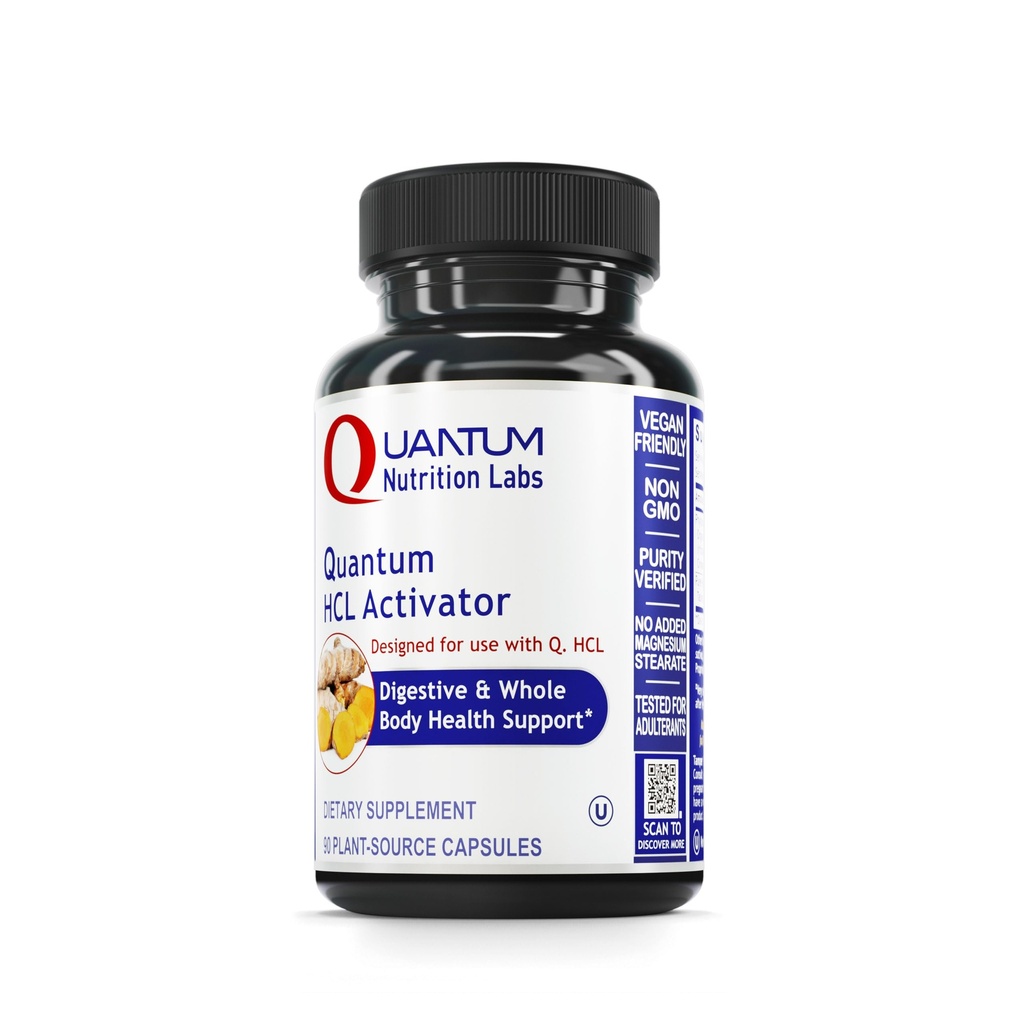 Quantum Nutrition Labs HCL Activator - Pepsin Digestive Enzyme Ergänzung für optimale Verdauungsfunktion für Männer & Frauen, Low Stomach Acid, Nährstoffabsorption - 90 Vegetarische Kapseln