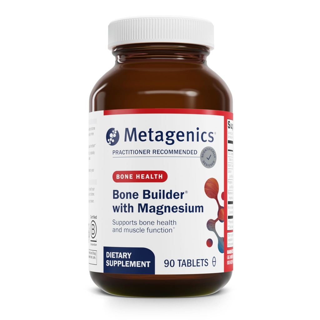 Métagène Constructeur d'os au magnésium - pour la force et le bien-être complets des os* - avec le calcium, la vitamine D et le magnésium chélaté pour l'absorption rapide - Non-OGM et sans gluten - 90 comprimés