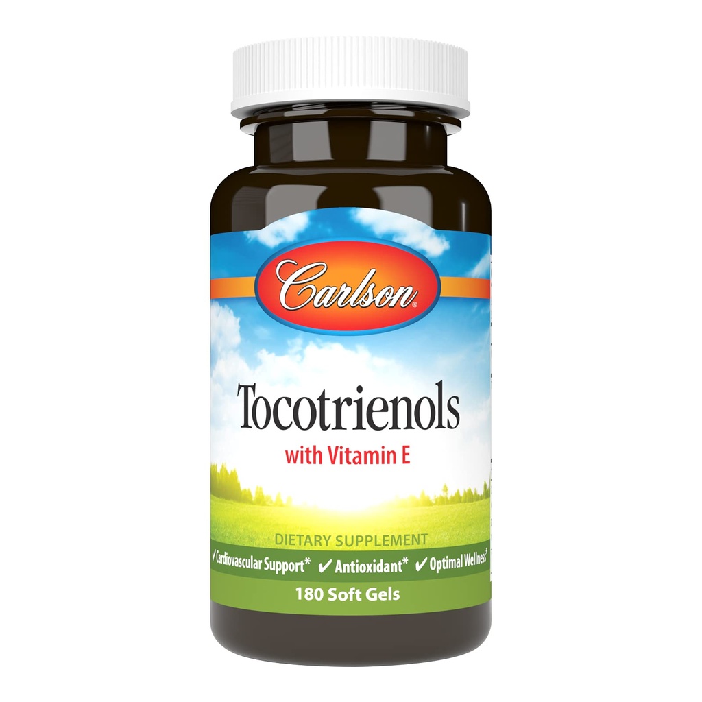 Carlson - Tocotriénols, 40 mg, avec la vitamine E de source naturelle, Gamma, Alpha, Delta, Beta, Source durable, 180 Softgels