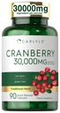 Supplément de canneberge Carlyle $ 30 000mg $ 90 Capsules $ Formule sans OGM et sans gluten $ Pilules de canneberge de l'extrait de concentré
