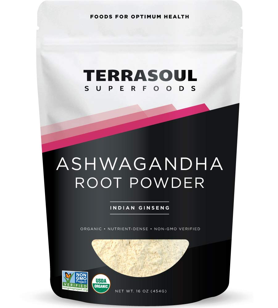 Terrasoul Superfoods Bio Ashwagandha Root Powder, 1 Lb - Stress Adaptogen | Mai Verbessern Schlaf | Lab-geprüft für Qualität