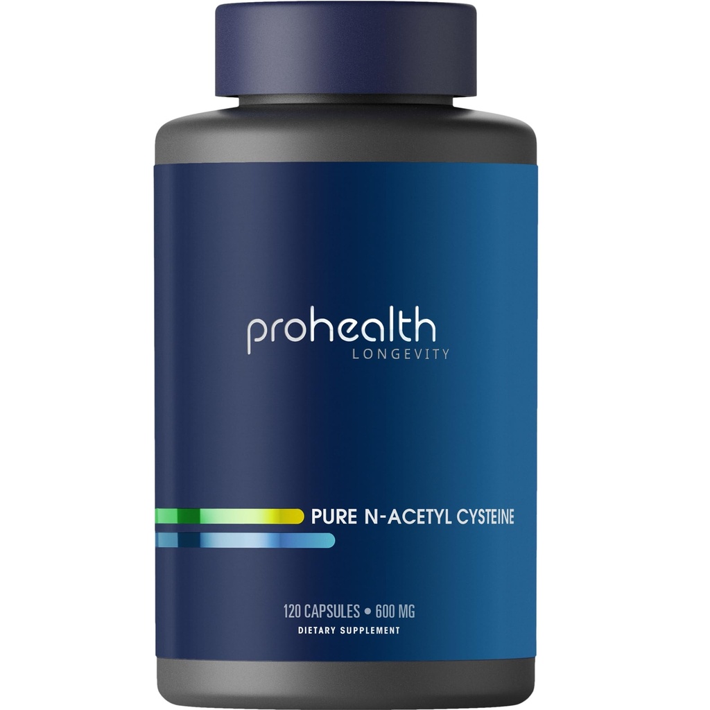 ProHealth Pure NAC – N-Acetyl Cystein – Leber- und Immununterstützung, Antioxidans und Glutathion Boost, Cellular Health | 600 mg pro Kapsel | 120 Portionen | Third-Party Tested