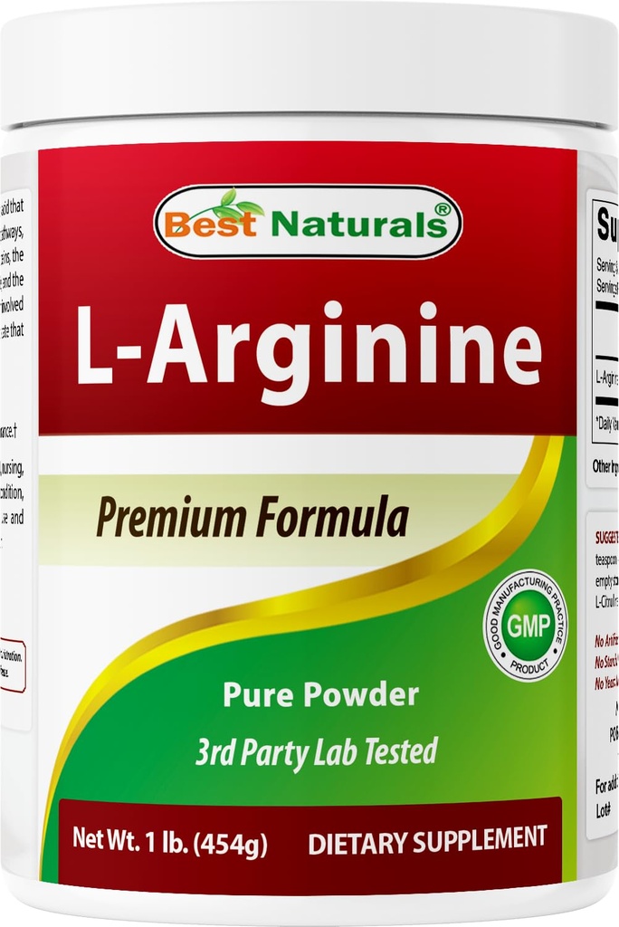 Best Naturals L-Arginin Pulver 1 Pfund - Pure Pharmaceutical Grade Free Form - Beste Aminosäure Arginine Ergänzungen für Frauen & Mann - fördert Kreislauf und unterstützt Herz-Kreislauf-Gesundheit