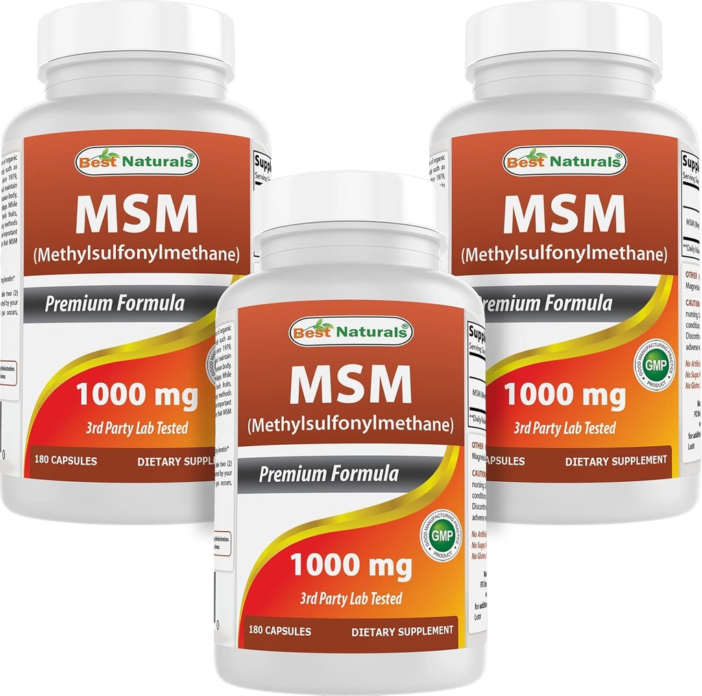 Best Naturals MSM 1000 mg 180 Kapseln (180 Count (Pack von 3))