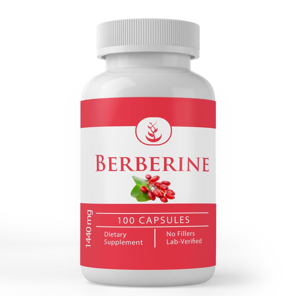 Ingrédients originaux purs Berbérine, (100 Capsules) Toujours Pure, Pas d'additifs ou de remplissages, Verified Lab