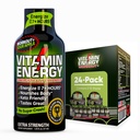 Vitamin Energy Workout+ Extra Strength Energy Shot Sour Apple 24 Pack, 260mg Natural Caffeine, Pre-Workout, B-Vitamine, Mineralstoffe, Endurance & Performance, Zero Sugar, Gluten-Free, Vegan, 1,93 fl oz