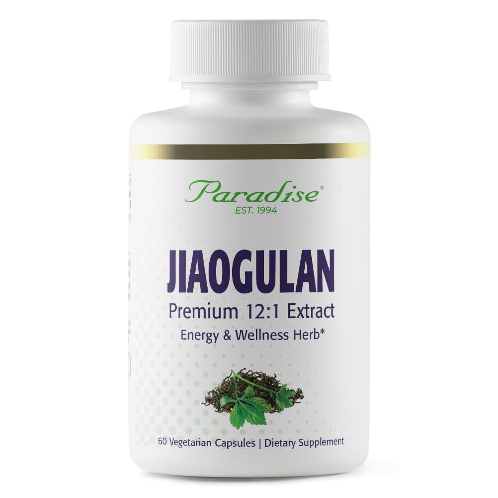 Paradise Herbs Jiaogulan, Vital Energy Adaptogen, Active Whole Spektrum, Super Potent, Ultra Pure, Vegan, Non-GMO, Gluten Free 60 Vegetarische Kapseln