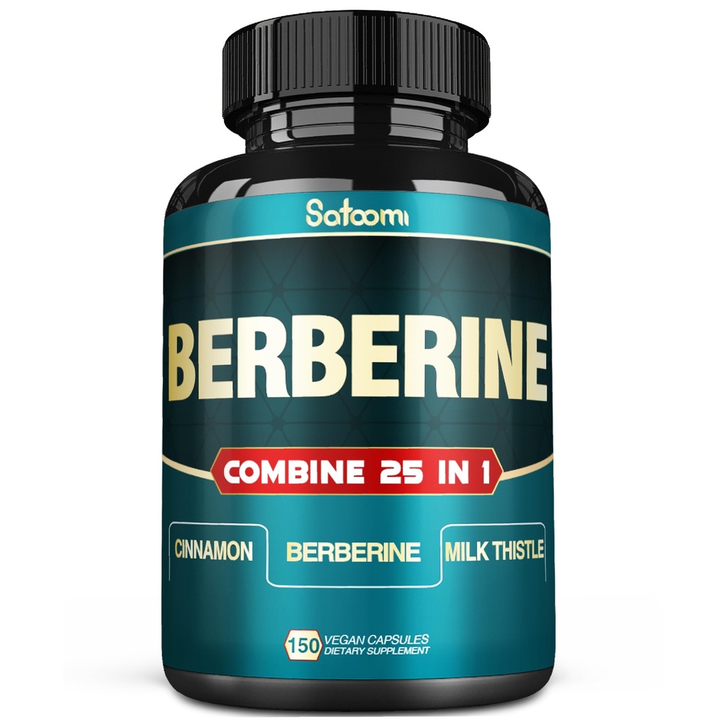 Satoomi 25in1 Berberine Supplement - Berberine Hcl - Ceylon Cinnamon - Milk Thistle and More