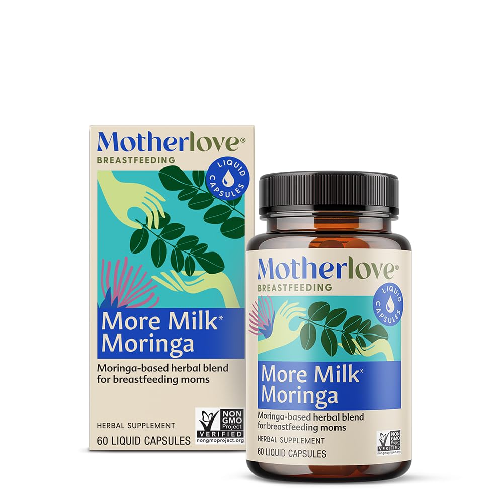 Motherlove Plus de Moringa Lait (60 capsules liquides) Supplément d'allaitement à base de Moringa pour soutenir l'approvisionnement en lait maternel — Non-OGM, Herbes organiques, Vegan, Kosher