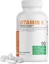 Bronson Vitamin K Triple Play (Vitamin K2 MK7 / Vitamin K2 MK4 / Vitamin K1) Full Spectrum Complex Vitamin K Supplement, 90 Kapseln
