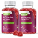 Viteey Vitamin B Complex Gummis mit Vitamin C - Energie, Stoffwechsel und Immununterstützung - B6, B12, Niacin, Folsäure, Biotin, Calcium - Vegan, Glutenfrei - 120 Count