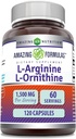 Erstaunliche Formeln L-Arginin/L-Ornithin 1500 Mg pro Servieren, Kapseln | Non-GMO | Gluten Free | Aminosäure Supplement (120 Count)