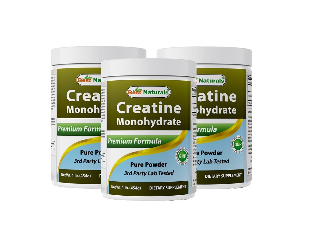 Best Naturals Creatine Monohydrate 1 Lb reines Pulver (1 LB (Pack von 3))