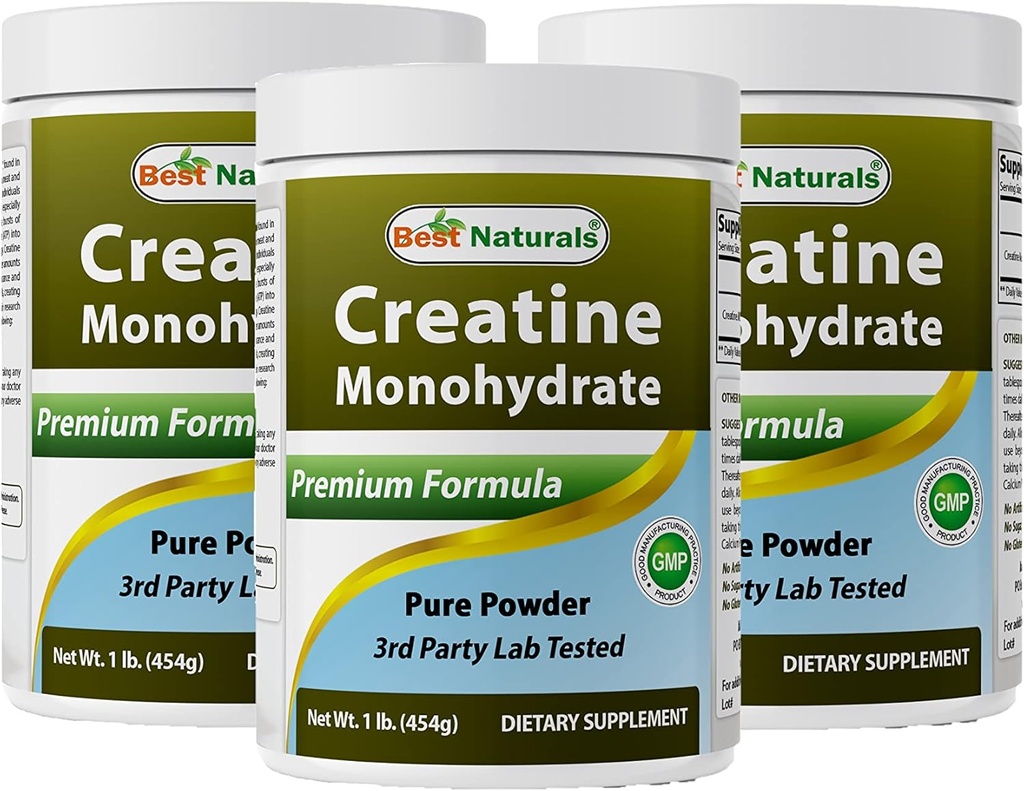 Best Naturals Creatine Monohydrate 1 Lb reines Pulver (1 LB (Pack von 3))