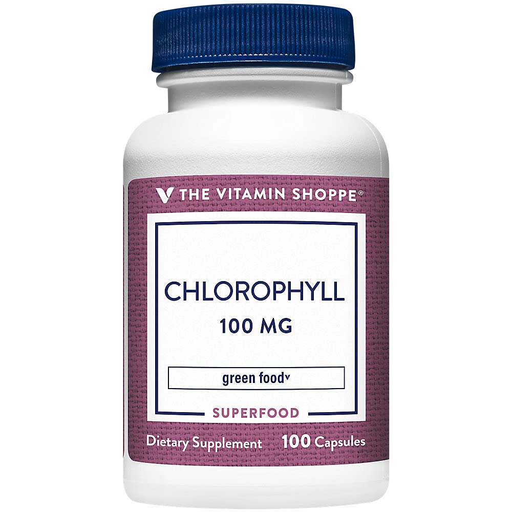 Der Vitamin Shoppe Chlorophyll 100mg - Natürliche Nahrungsergänzung, grüne Superfood, die die Immunsystem- und Energieproduktion unterstützt, 'Natural Deodorant' (100 Kapseln)