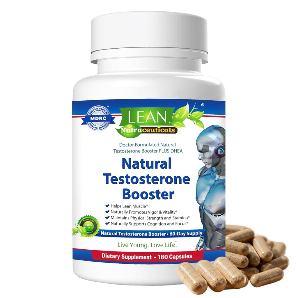 Lean Nutra Mens Hormone Unterstützung – 180 Kapseln – Natürliche Testosteron Unterstützung Ergänzung mit Maca, Fenugreek, Tongkat Ali, Zink, Tribulus, DHEA – Energie, Balance, Stärke & Wellness für Männer
