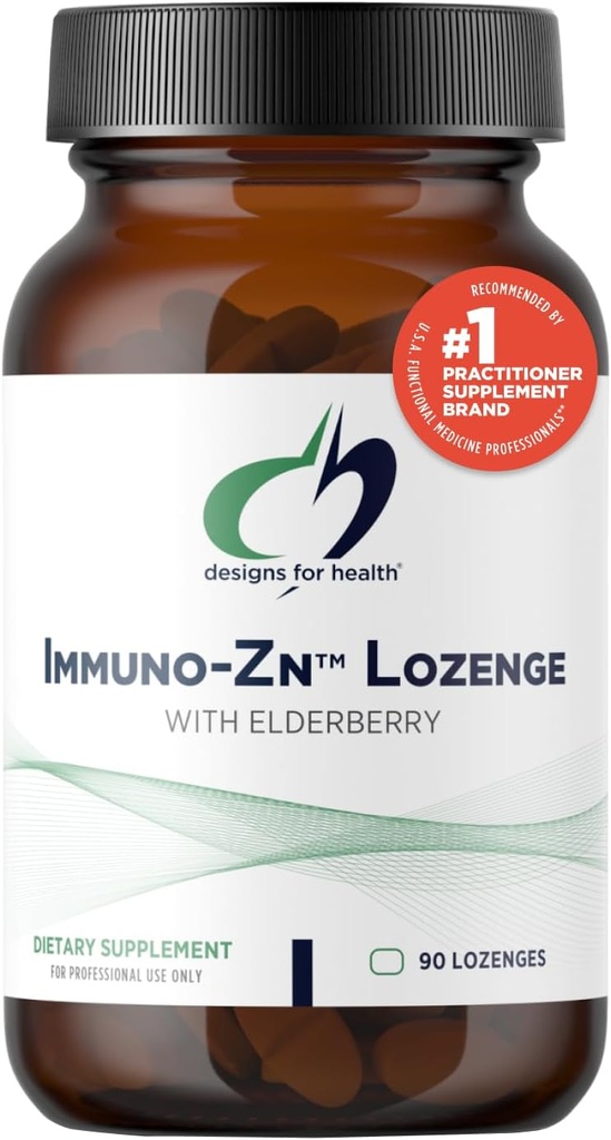 Designs für Gesundheit Immuno-Zn Lozenge - 25mg Zink + Elderberry Quick Dissolve Tabletten, Immununterstützungsergänzung - Nicht GMO Delicious Natural Berry Flavor (90 Lozenges)